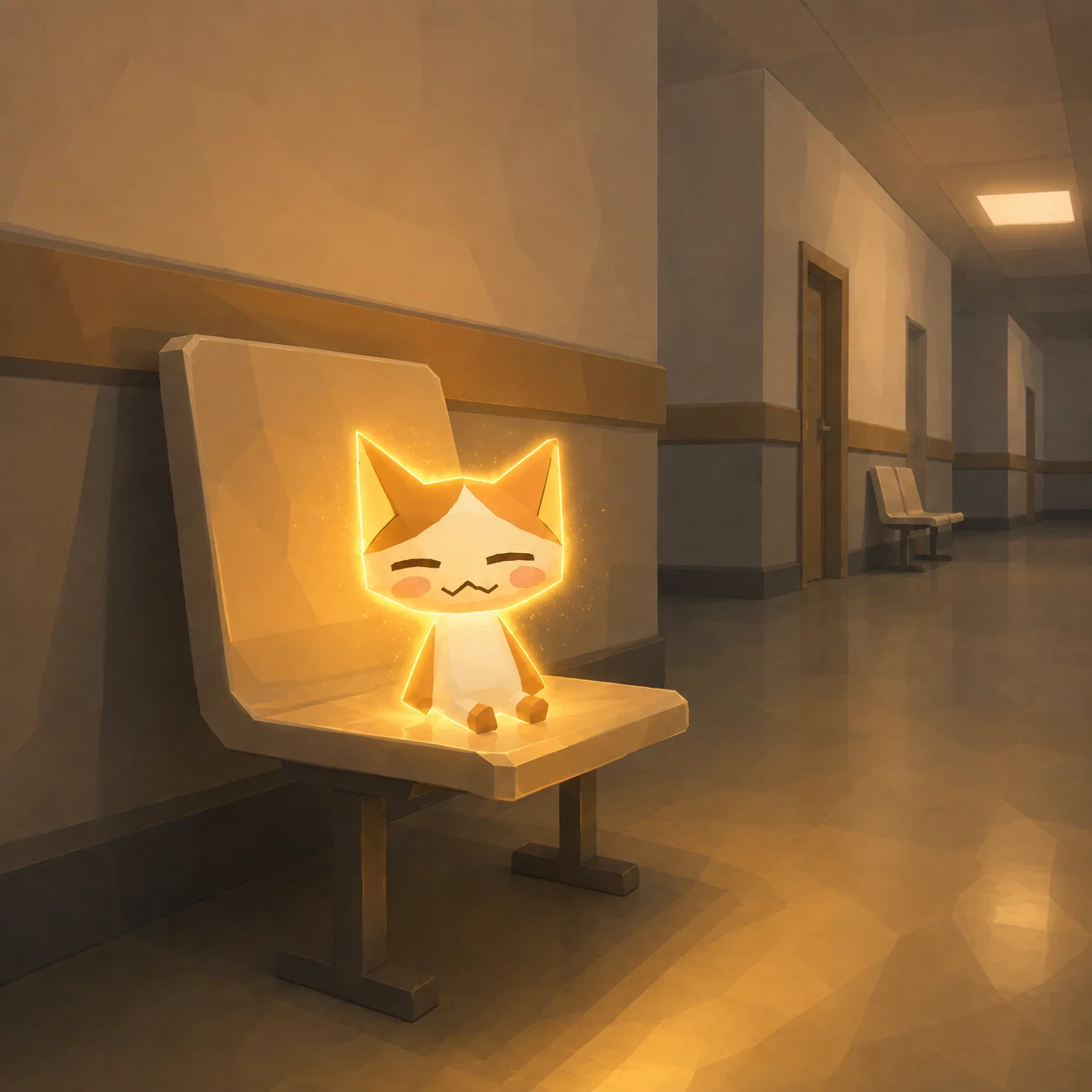 Miracle Cat on a waiting room chair